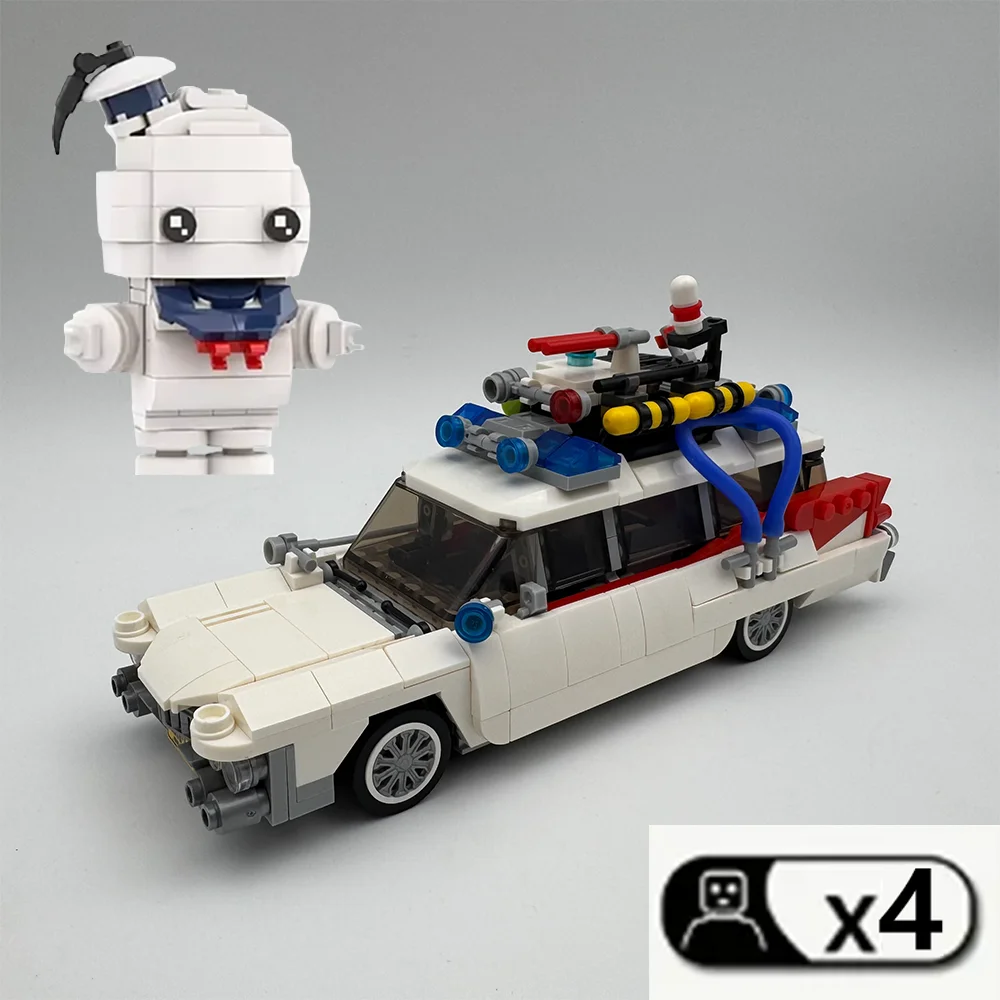 Technical Cars City Ghostbusters Ecto-1 Model Building Blocks Creators MOC Movie Vehicle Bricks DIY Education Toys For Children