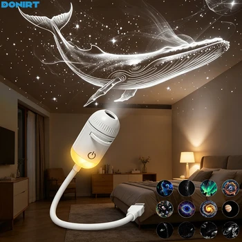 2 in 1 USB Ambient Projection Light Adjustable Focus Car Interior Light Home Room Starry S