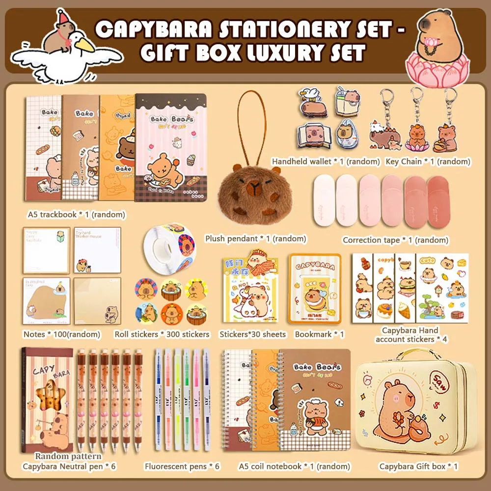 

Large Capacity Gift Box Capybara Stationery Set Pencil Case Abundant Back-to-school Gift Kit Cute School Supplies for Students