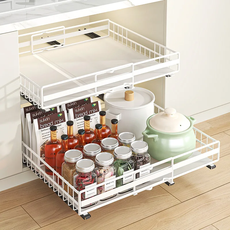 

Non Perforated Retractable Cabinet Pull-out Storage Rack Sink Drawer Bowl Basket Kitchen Storage Rack
