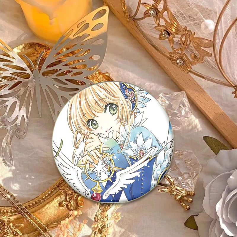 Cardcaptor Sakura Anime Pins KINOMOTO SAKURA Round Brooches CARD CAPTOR SAKURA Cartoon Badge for Backpack Clothes Gift Accessory