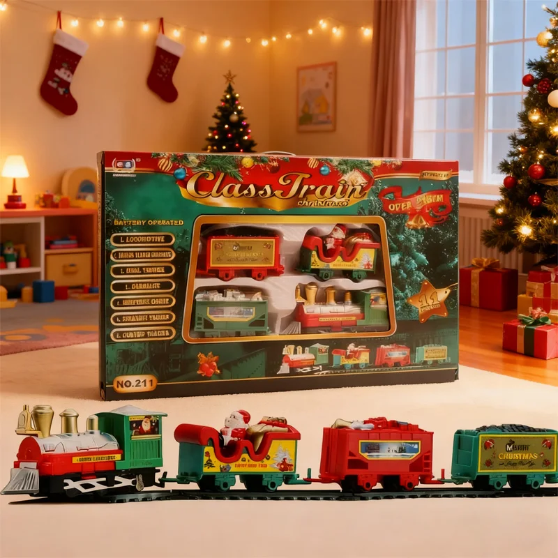 크리스마스 전기 기차 장난감 세트 크리스마스 트리 장식 기차 트랙 DIY 철도 트랙 교육용 장난감 어린이 파티 크리스마스 선물