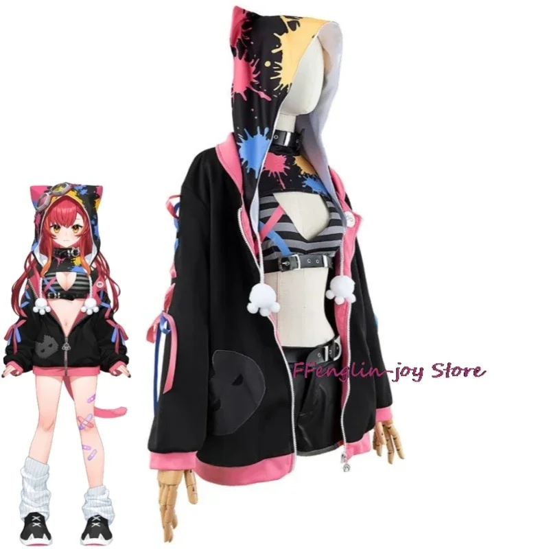 YouTuber VTuber Nekota Tsuna Virtual ESports Project VSPO Cosplay Costume Wig Sexy Woman Uniform Halloween Carnival Party Suit