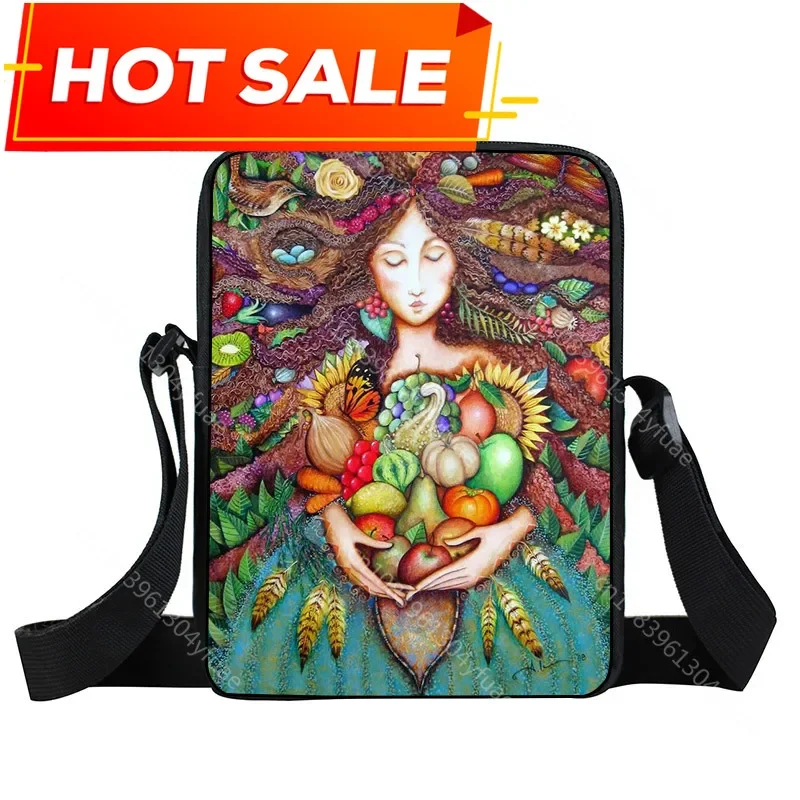 Oil Art Painting Crossbody Bags Cute Animal Handbag Yoga Women Shoulder Bags Angle Wings Messenger Bag Key Phone Holder Book Bag