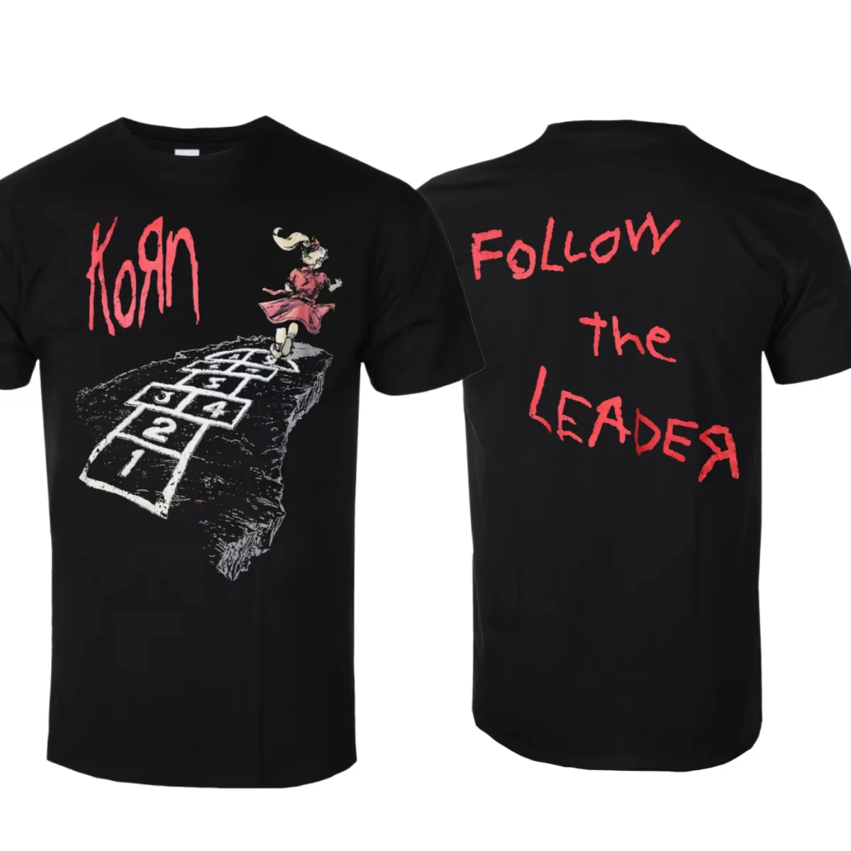 2026 New Korn - Follow The Leader Hopscotch Printed T-shirt - Nu Metal Band Style Daily T-shirt - Suitable Fo