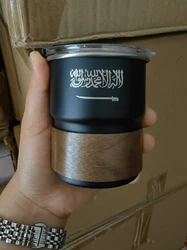 The Flag of Saudi Arabia Logo Stainless Steel Cup Beer Mug with Lid wood 300ml Outdoor Camping Coffee Mug
