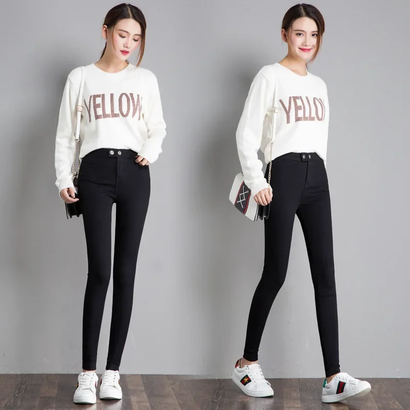 Ladies Fashion Streetwear Elastic Pencil Pants Women Bottoms Pants Woman Slim-Fit Skinny Trousers Female Girls Clothes VyK676-2