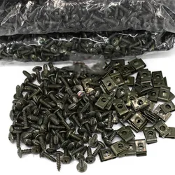 20sets Automotive and Motorcycle Fasteners Metal Self-Tapping Screws and Clips U-Shape Strap Screws Rustproof Clip Screw Buckles