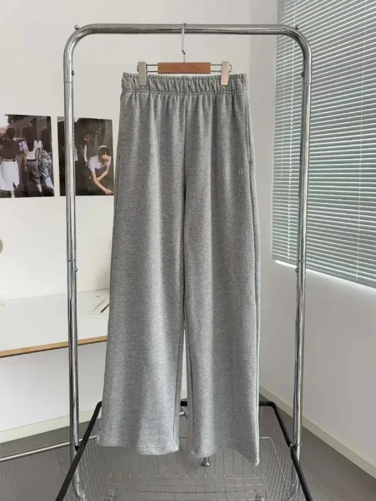 المرأة Sweatpants مرونة عالية الخصر الأسود الرياضة مستقيم بنطلون القطن فضفاض 2026 الخريف الشتاء رشاقته بناطيل تدفئة النساء #3