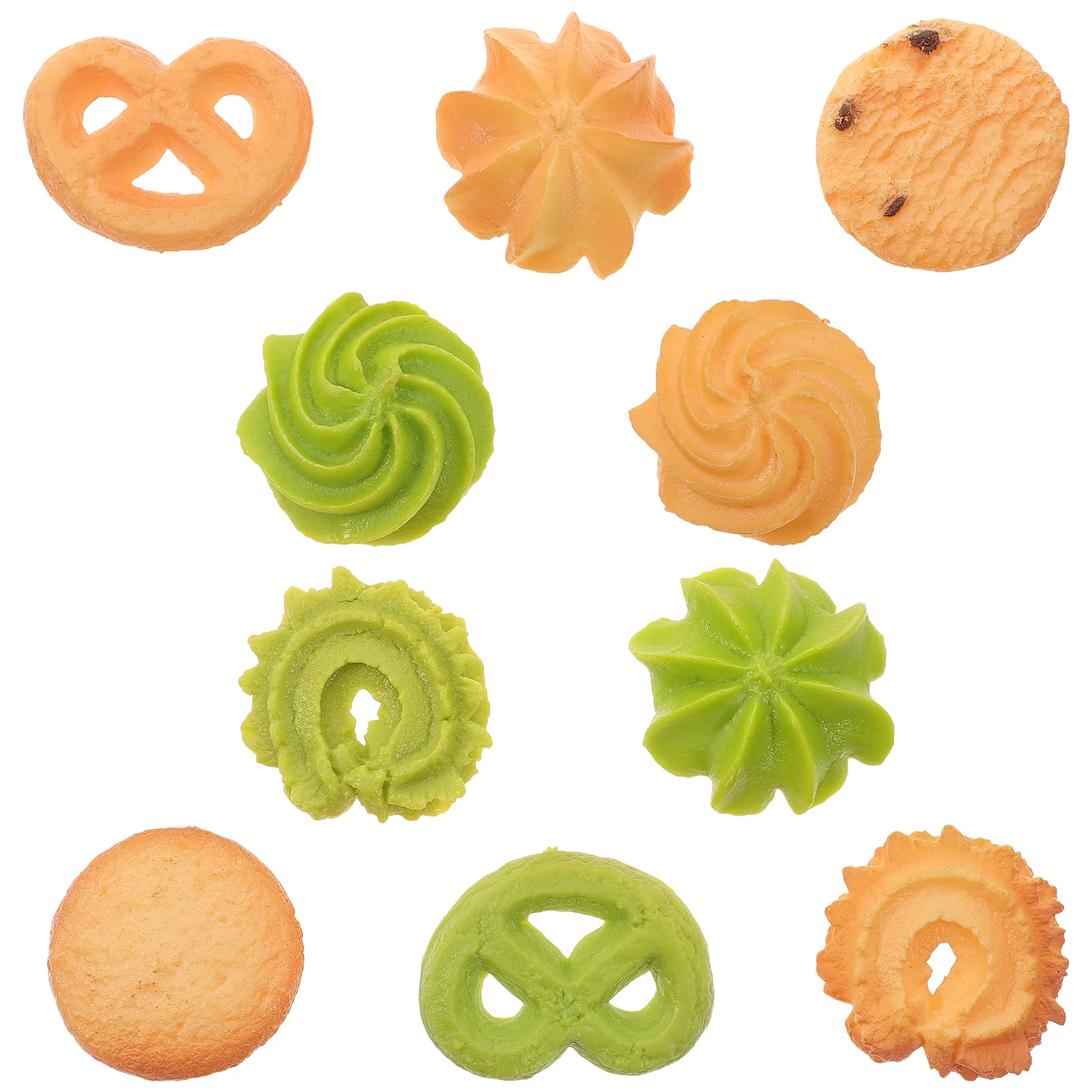 10 Pcs Simulated Cookies Dessert Models Artificial Biscuits Props Fake Pvc Educational Plaything House Ornament Realistic