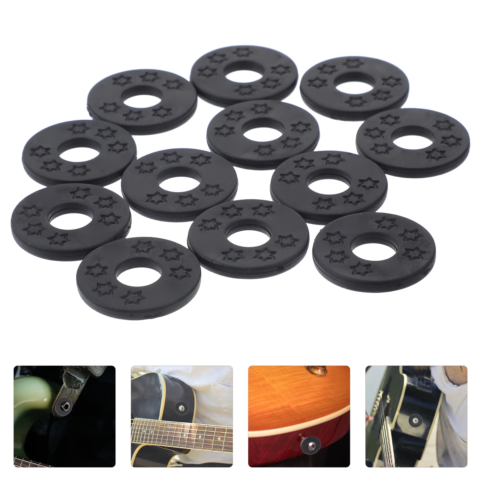 

12 Pcs Guitar Strap Lock Locking Gasket Buckle Spacer Straplock Black Button System