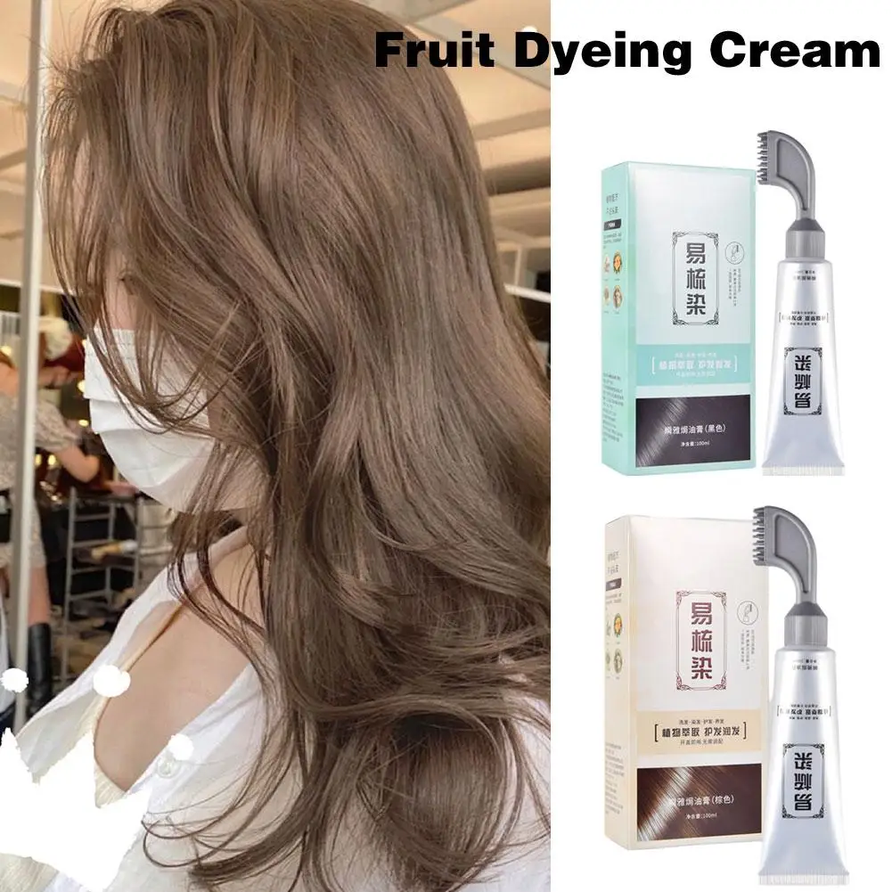 

Natural Hair Dye Cream with Comb Long Lasting Cover Permanent Fruit 100ml White Hair Cream Cream Hair Color Dye Gray Hair P6X4