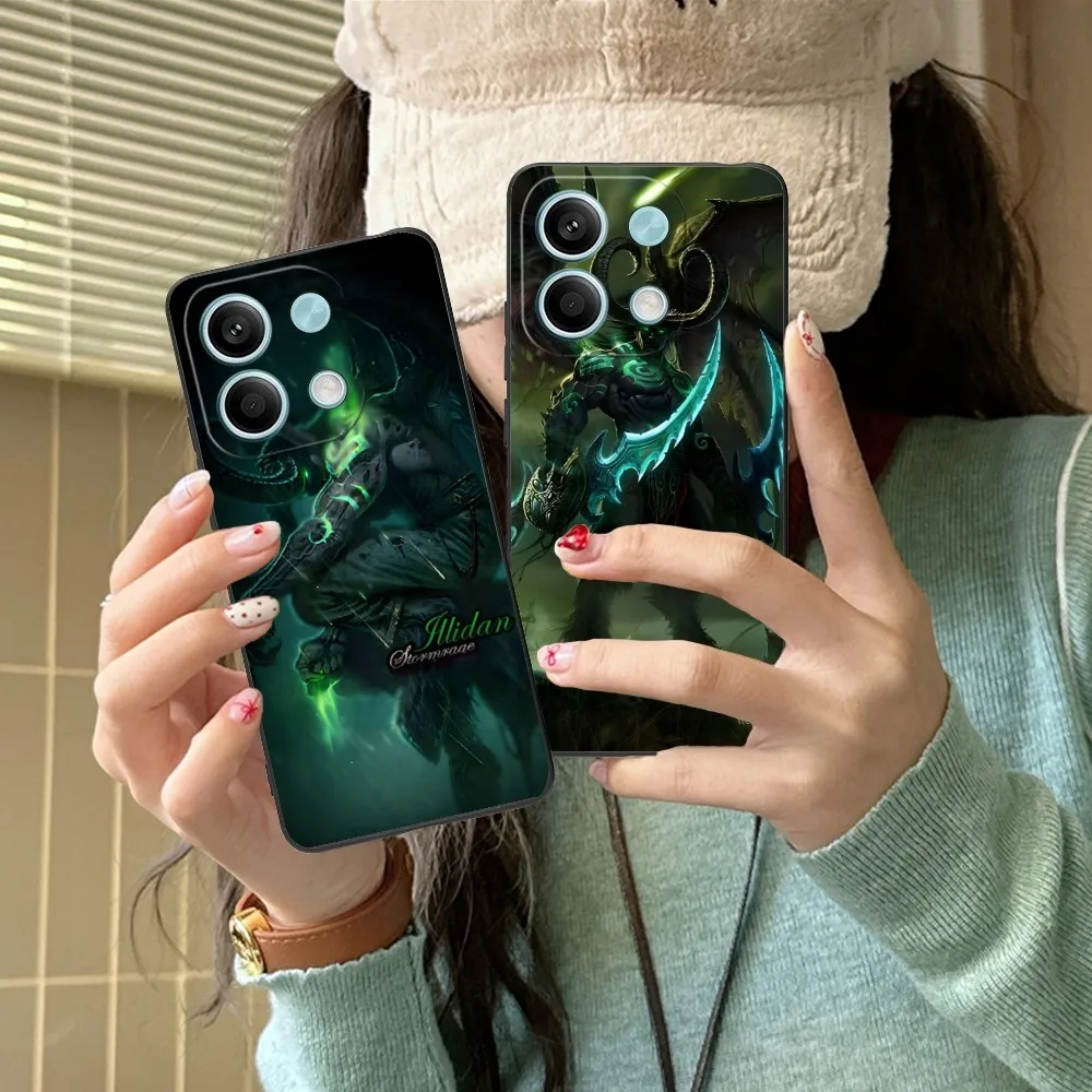 

WOW Illidan Mobile Cell Phone Case for Xiaomi Redmi Note 13 12 11 10 9 POCO F4 F5 M5 X5 Pro Plus 5G Black Soft Phone Cover Funda