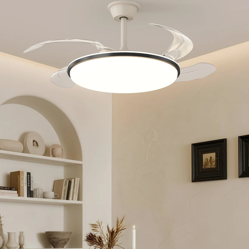 Nordic Minimalist Style Living Room/Dining Hall Acrylic Ceiling Fan Lights Modern Designer Illumination Mute LED Fan Chandeliers