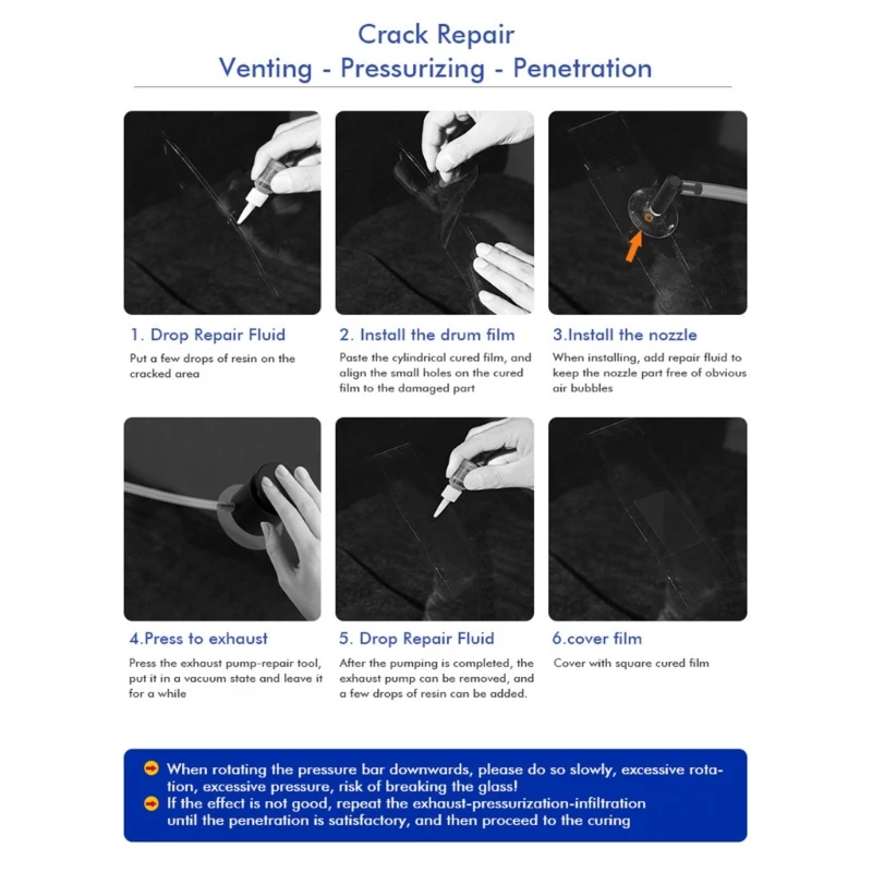 Windscreen Restoration Tool Convenient Solution Suitable for Car Glass Damage, Simple Application, Prevents Crack Spread