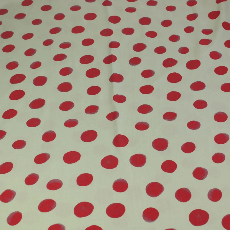 

Fabric Width 136cmx100cm Rose Pets Fiber with Floral Beige Bottom Polka Dot Diy Dress Gown Spring and Summer Clothing Breathable