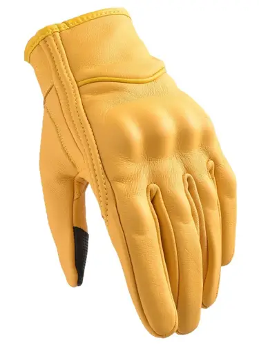 Imagen 2 del producto Guantes de moto para hombre, conducción al aire libre, pantalla táctil, nudillos duros, guantes amarillos de cuero para protección y sensibilidad táctil