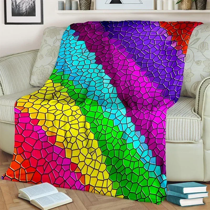 

3D Rainbow Colour Illusion Cartoon Blanket Soft Throw Blanket for Home Bedroom Bed Sofa Picnic Travel Office Cover Carpet Kids