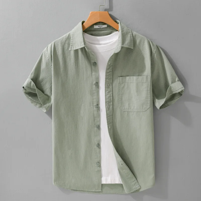 

Мужская летняя рубашка из чистого хлопка с коротким рукавом, повседневная, тонкая, дышащая, комфортная, полностью хлопковая, универсальная, премиум-класса