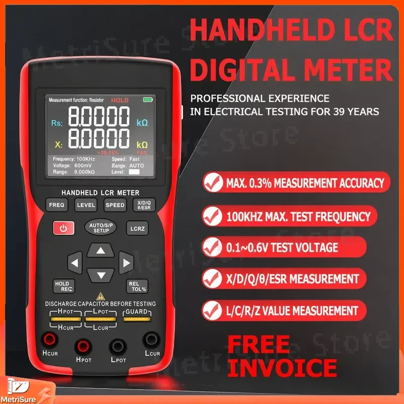 Digital Handheld LCR Meter Tester for Capacitance Resistance Inductance Measurement High Precision Bridge Multimeter