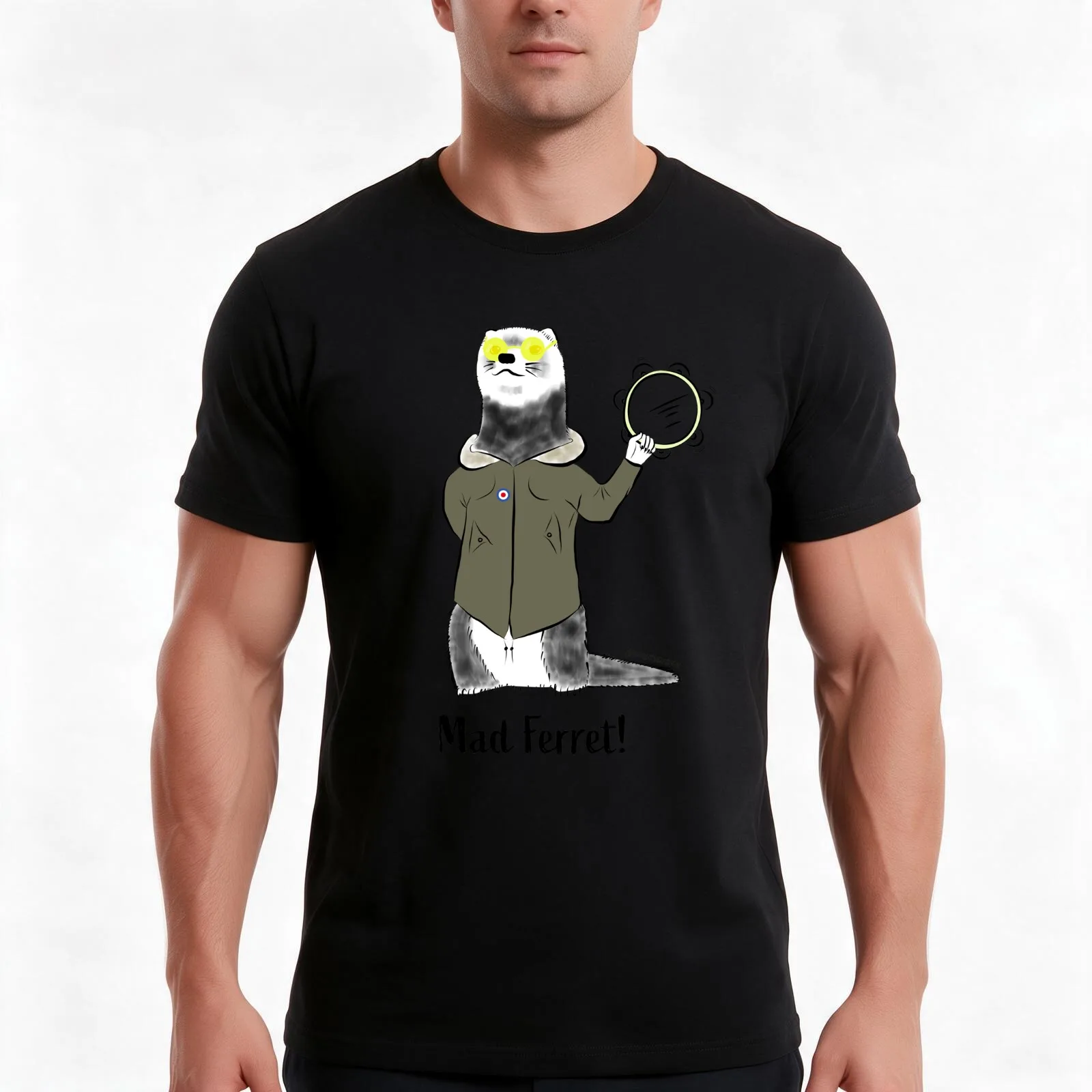 Novelty Oasis Mad Ferret T-Shirt, Summer Casual Cotton Tee, Oversized Streetwear Tops, Vintage Graphic Print, Unisex Men Women