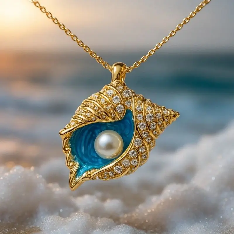 Personality Conch Sea Star Shell Pearl Ocean Series Necklace For Women Pendant Elegant 2023 Custom Jewelry