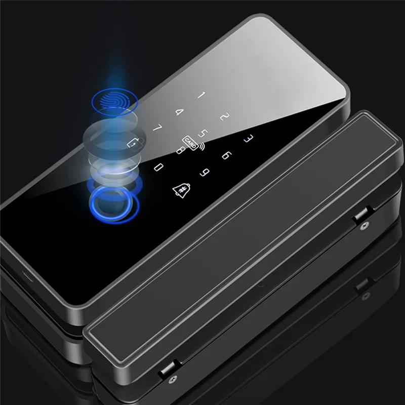 Tuya WiFi Smart Door Lock, Fingerprint Electronic Rim Lock, Porta de vidro, impermeável, Estilo 3