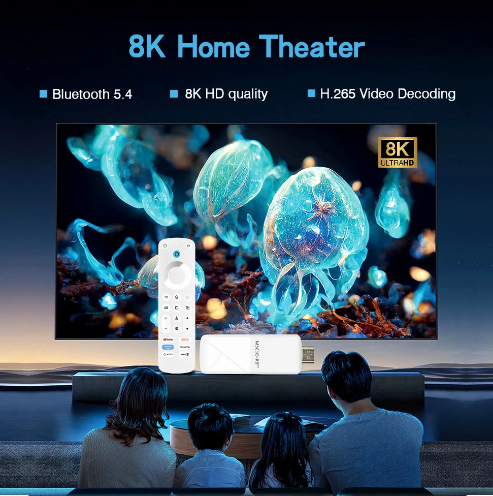 جهاز استقبال للتليفزيون الذكي MX10 K9 PRO H618 Quadcore Cortex-A53 Mali-G31 MP2 2GB 16GB Android 13.0 Chromecast TV Stick مع جهاز تحكم عن بعد صوتي #2