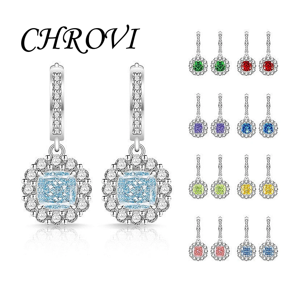 Exquisite 925 sterling silver gemstone ice flower sunflower earrings - ultra-shiny and fashionable ear accessories