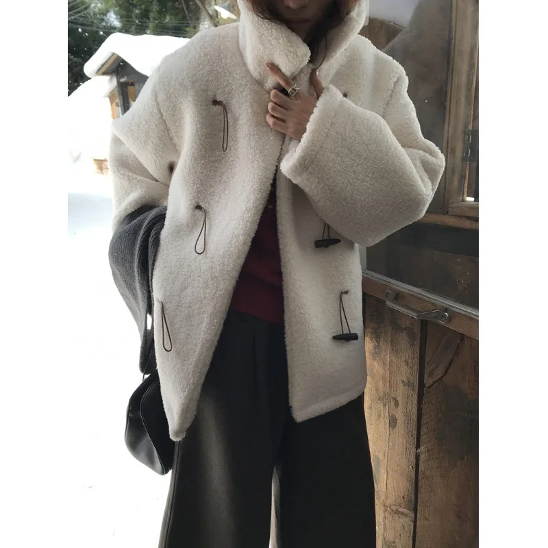 Retro Winter Aosphere eepskin Coat Women's Anti-Aging Flap Collar Mid-Length Fur Jaet Korean Sle Outerwear