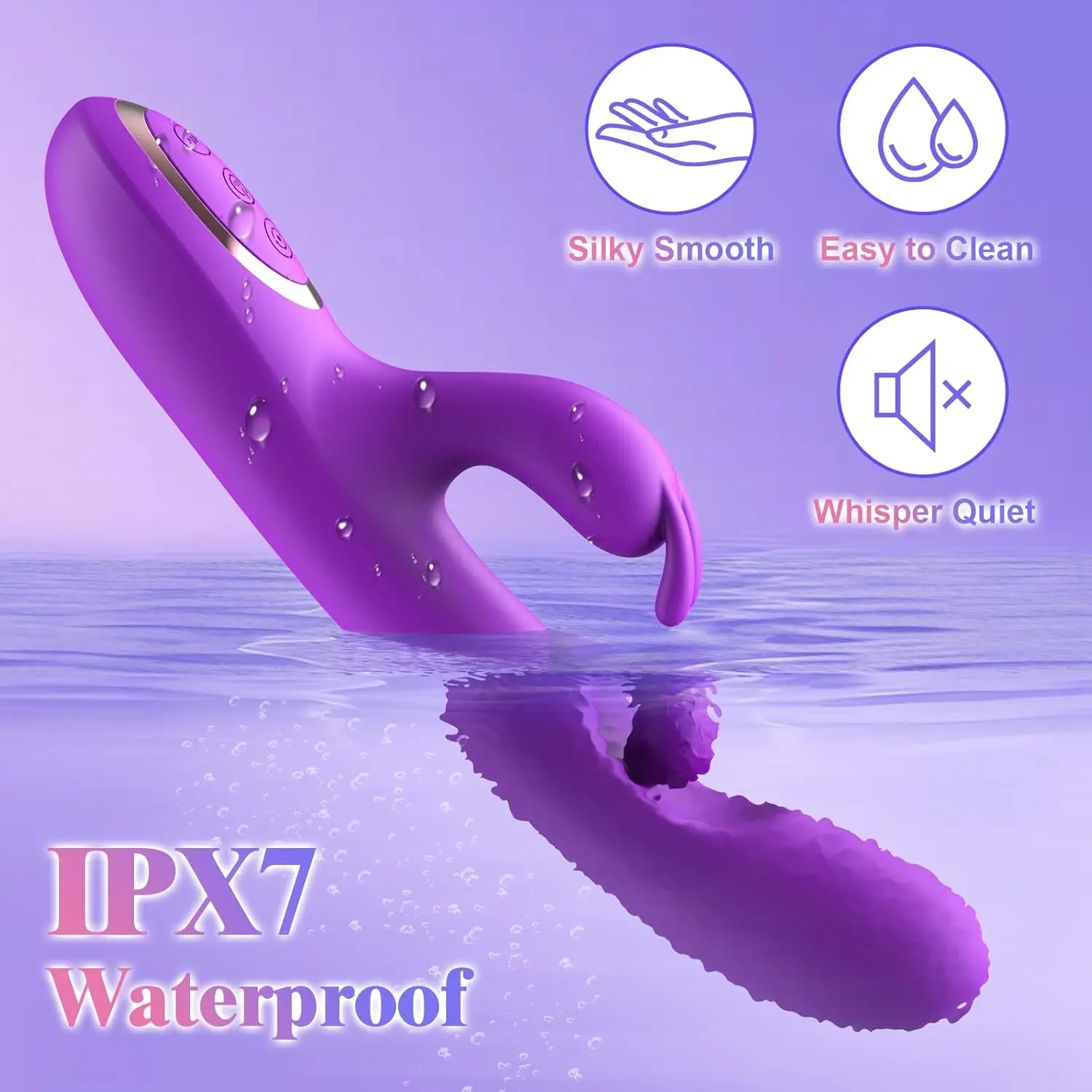 G Spot Rabbit Vibrator 3 in 1 360° Rotation Powerful Clitoral Stimulator Soft Silicone Adults Product Sex Toy for Women Couple view 6
