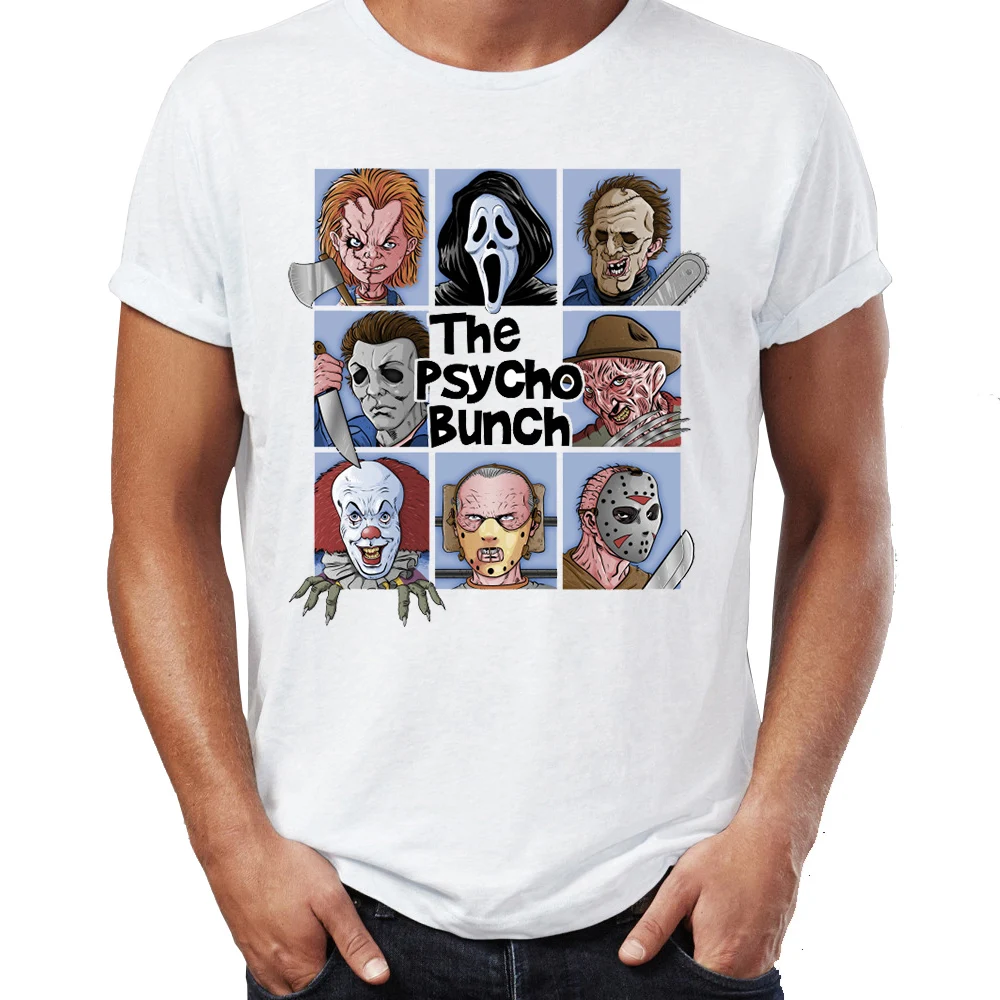 Men short sleeve t-shirt The Crazy Bunch Jigsaw Ghostface Clown Jason Artsy Awesome Artwork t shirt tees top harajuku streetwear