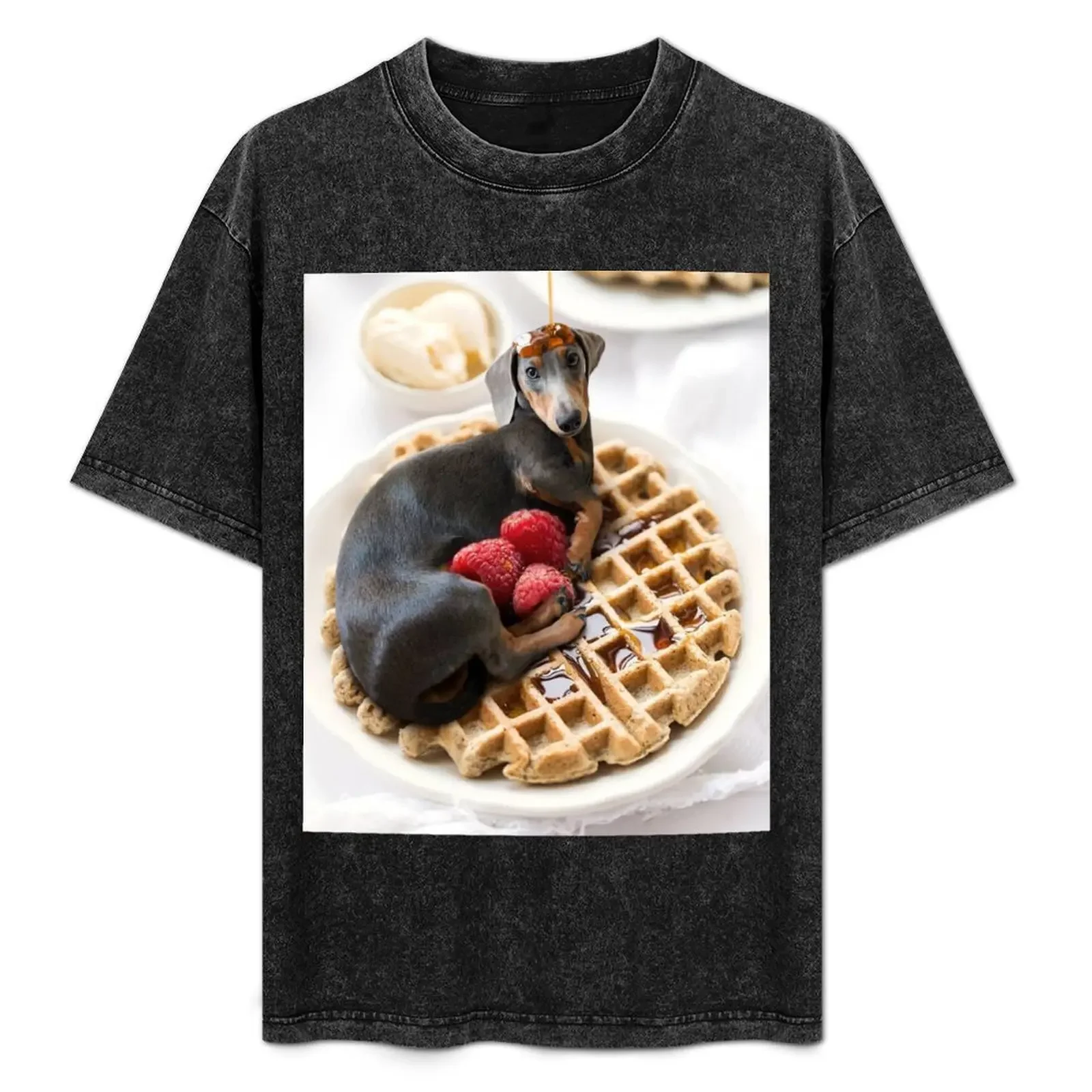 

Sausage Dog Dachshund Waffle T-Shirt Basic Regular Fit Casual T-Shirt
