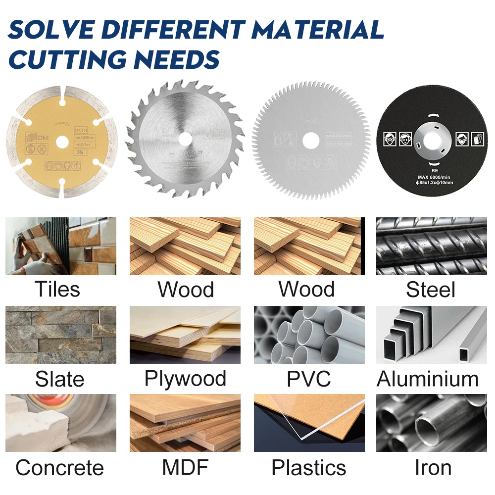 5pcs 85mm Cutting Tool Wood Saw Blades for Multi-function Power Tool Circular Saw Blade Bore 10mm Wood Cutting Disc