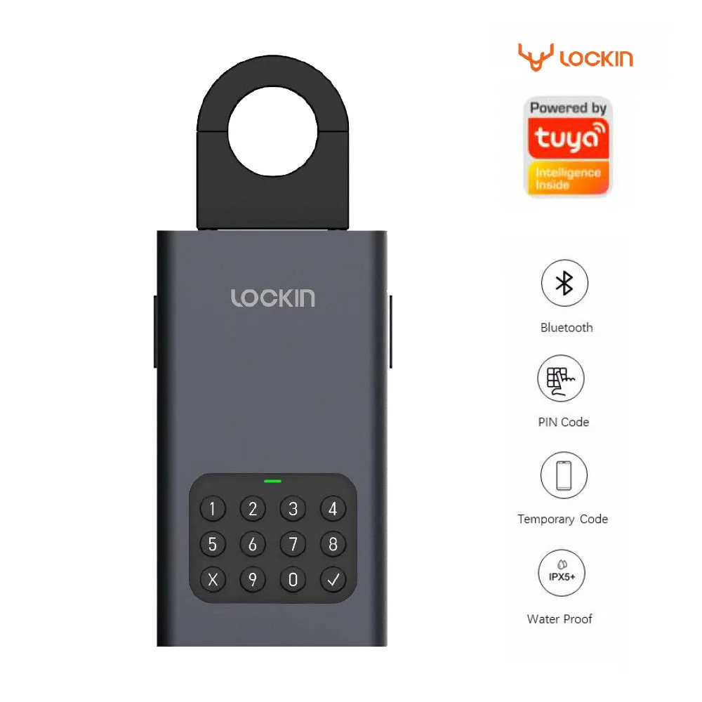 Lockin-インテリジェントキー収納ロックボックス,Bluetoothワイヤレスパスワード,合金安全ボックス,IPX5防水,Tuyaアプリリモコン,新品