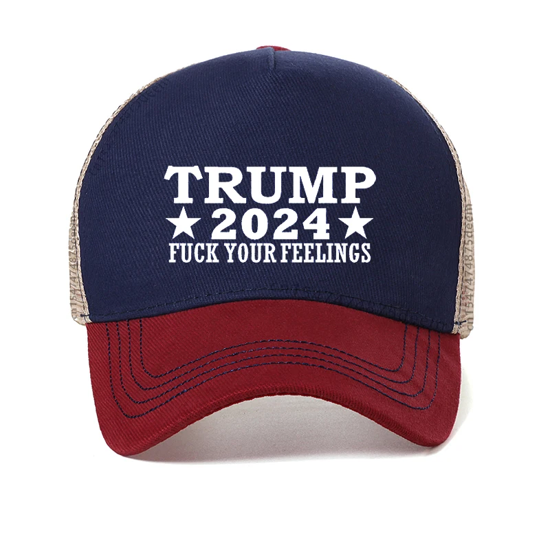 Trump-Sombrero de malla con estampado de Estados Unidos, gorra de malla con estampado MAGA, gran oferta, 2024