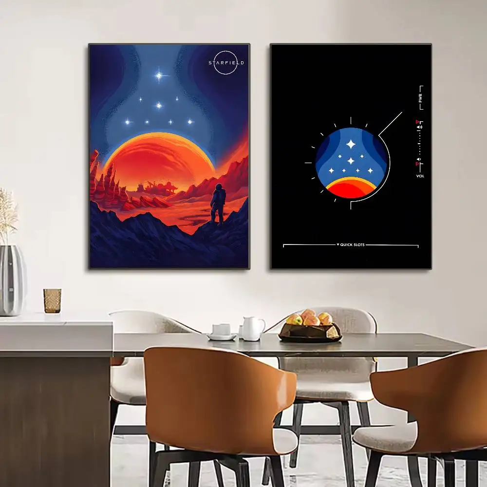 ملصق لعبة S-Starfield عالي الدقة على الحائط اللاصق المقاوم للماء وغرفة المعيشة المنزلية وغرفة النوم والديكور الجمالي
