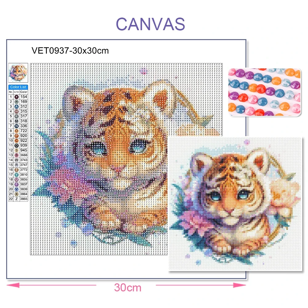 Cartoon Animal Diamond Painting 5D DIY Diamond Embroidery Tiger and Cat Mosaic Cross Stitch Set for Home Decoration Gifts