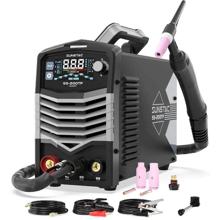 

200A TIG Welder with Pulse for Professional and DIY Use Dual Voltage 110V/220V Operation 3-in-1 DC TIG/Pulse TIG/SPOT TIG and S