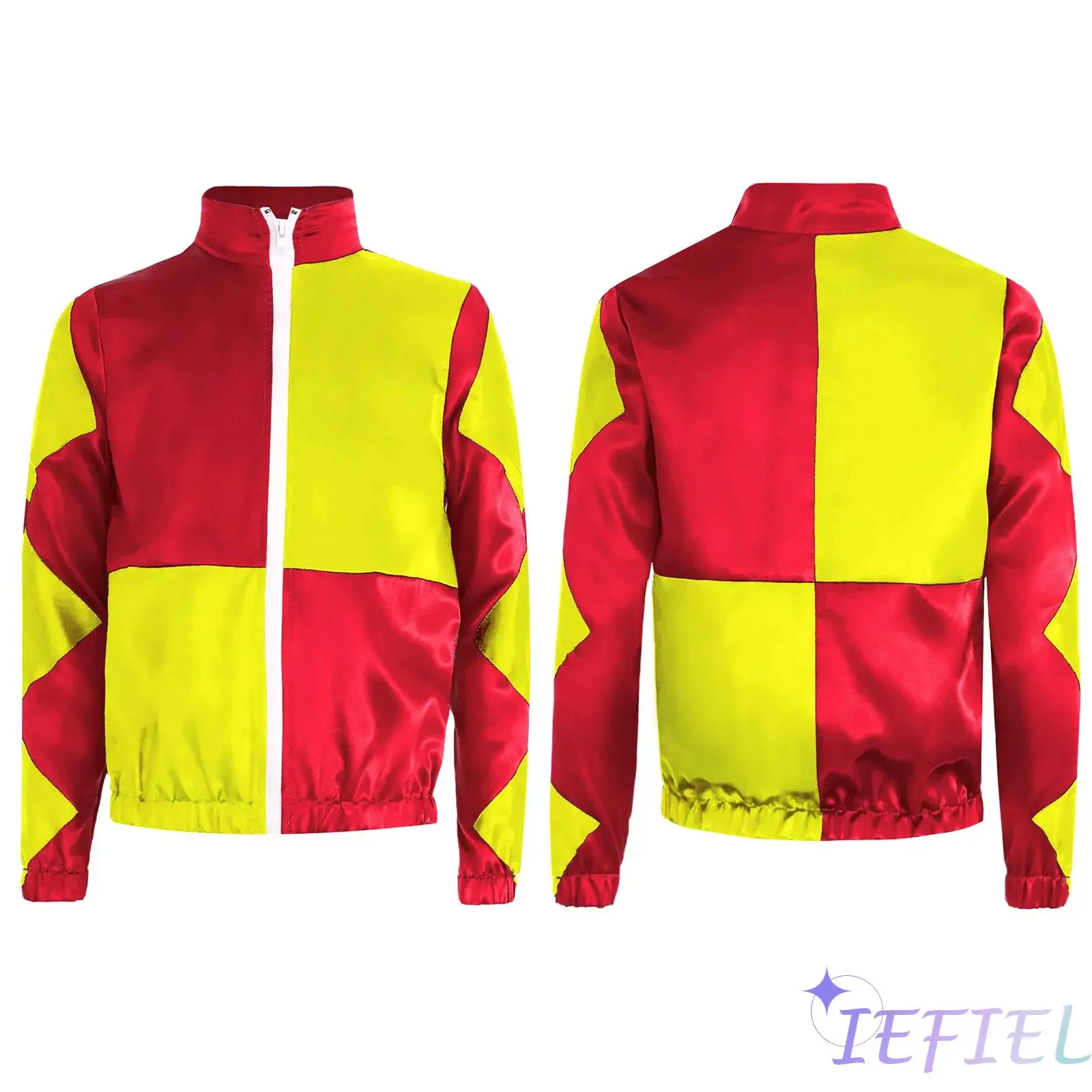 

Girls Boys Horse Riding Costume Color Contrast Patchwork Jacket Lightweight Coat Shirt Clown Dress Up Costume Halloween Party