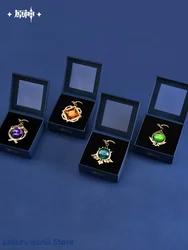 [Genuine] MiHoYo Official Genshin Impact 2024 Carnival Theme Vision Elemental Pendant Rock Wind Metal Key Chain Birthday Gifts