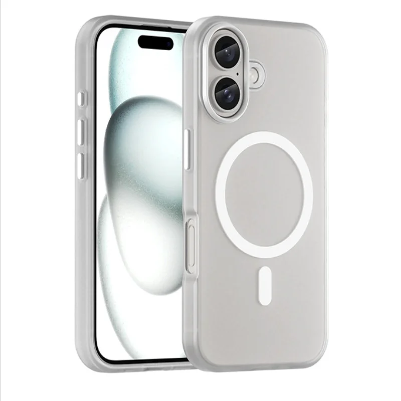 Suitable for Apple iPhone16 magnetic suction phone case frosted skin feeling promax translucent anti-fall shell plus