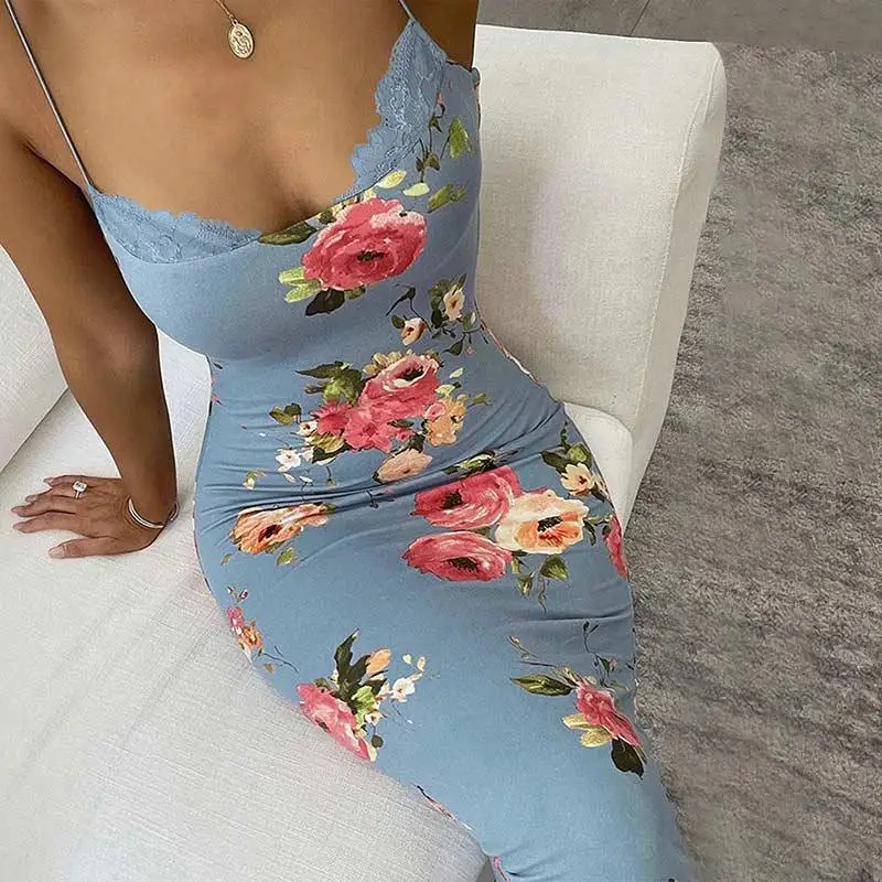 

Sleeveless Camisole Dresses Square Collar Lace Spliced Dress Wrap Buttocks Vestidos Print 2025 Sexy Club Slim Fit Pullover