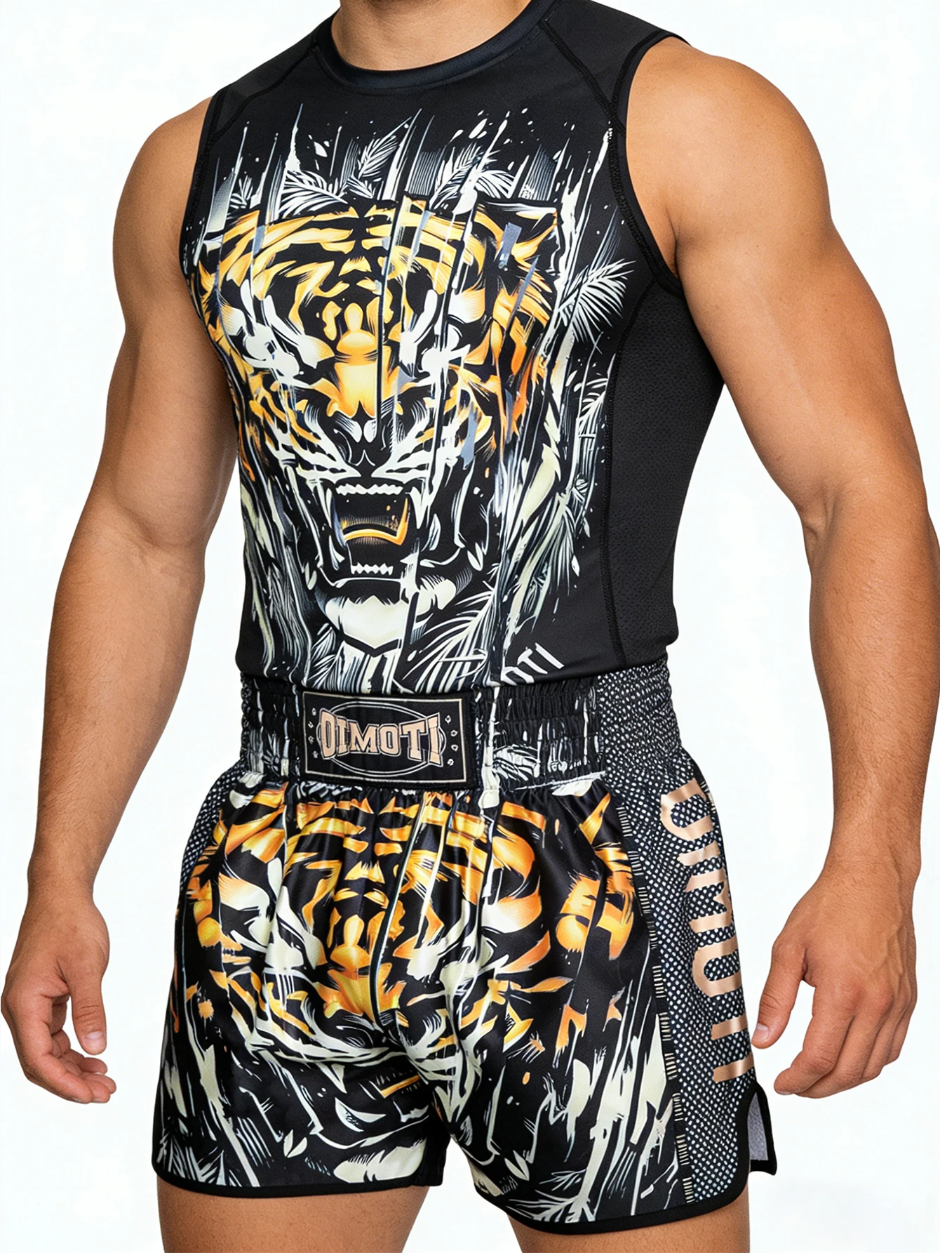 High-Waist Sports Shorts Boxing Fitness Shorts High-Elasticity Breathable Quick-Dry Fabric Sambo Jiu-Jitsu Training Shorts
