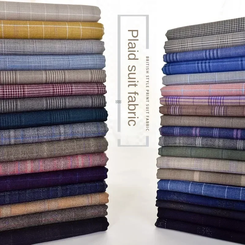 Plaid Suit Fabric By The Meter for Coats Pants Skirt Dresses Vest Diy Sewing British Style Cloth Anti-wrinkle Comfortable Blue