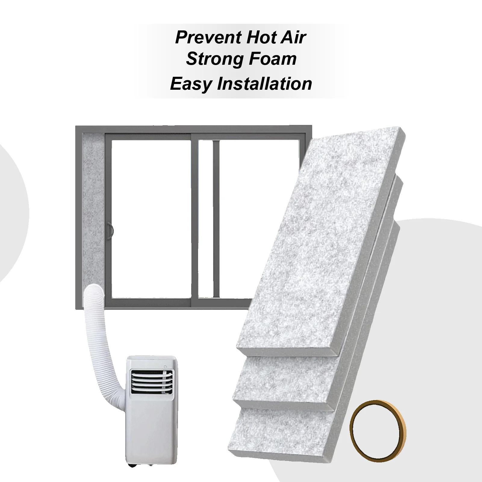 Portable AC Window Vent Kit AC Window Side Panels Insulation Vent Kit Home Basement Garage Bedroom Living Room