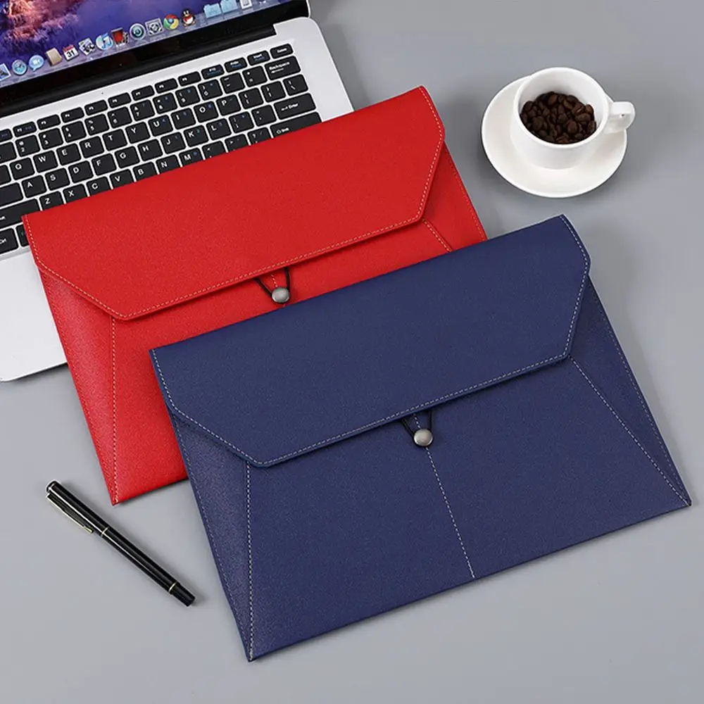 

Large Capacity A4 Business Leather Document Bag Waterproof Simple Data Archive Bag Portable Thickened Storage Data Bag Paper