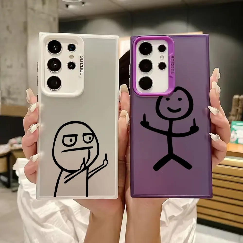 

Funny Middle Finger Cute Man S25 Ultra Case For Samsung Galaxy S25 EDGE S24 S23 S22 S21 FE S20 Ultra Plus Shockproof Phone Cover