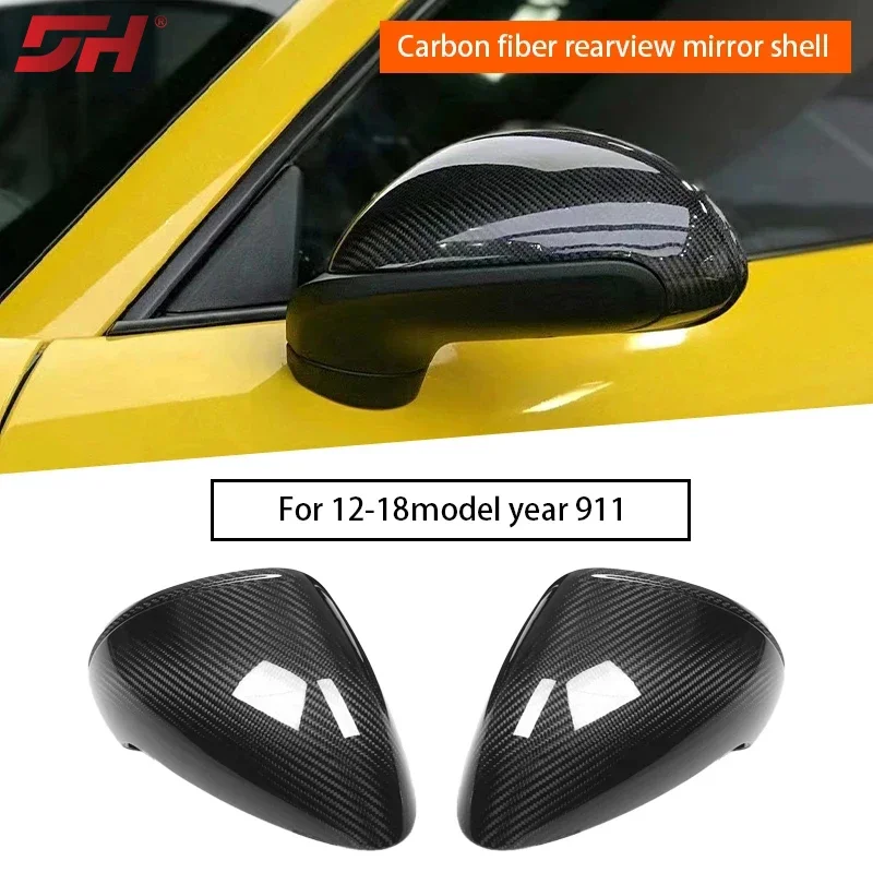Left Hand Drive for Porsche 911 991 /718 981 2pcs Car Replacement 100% Dry Carbon Fiber Rearview Mirror Caps