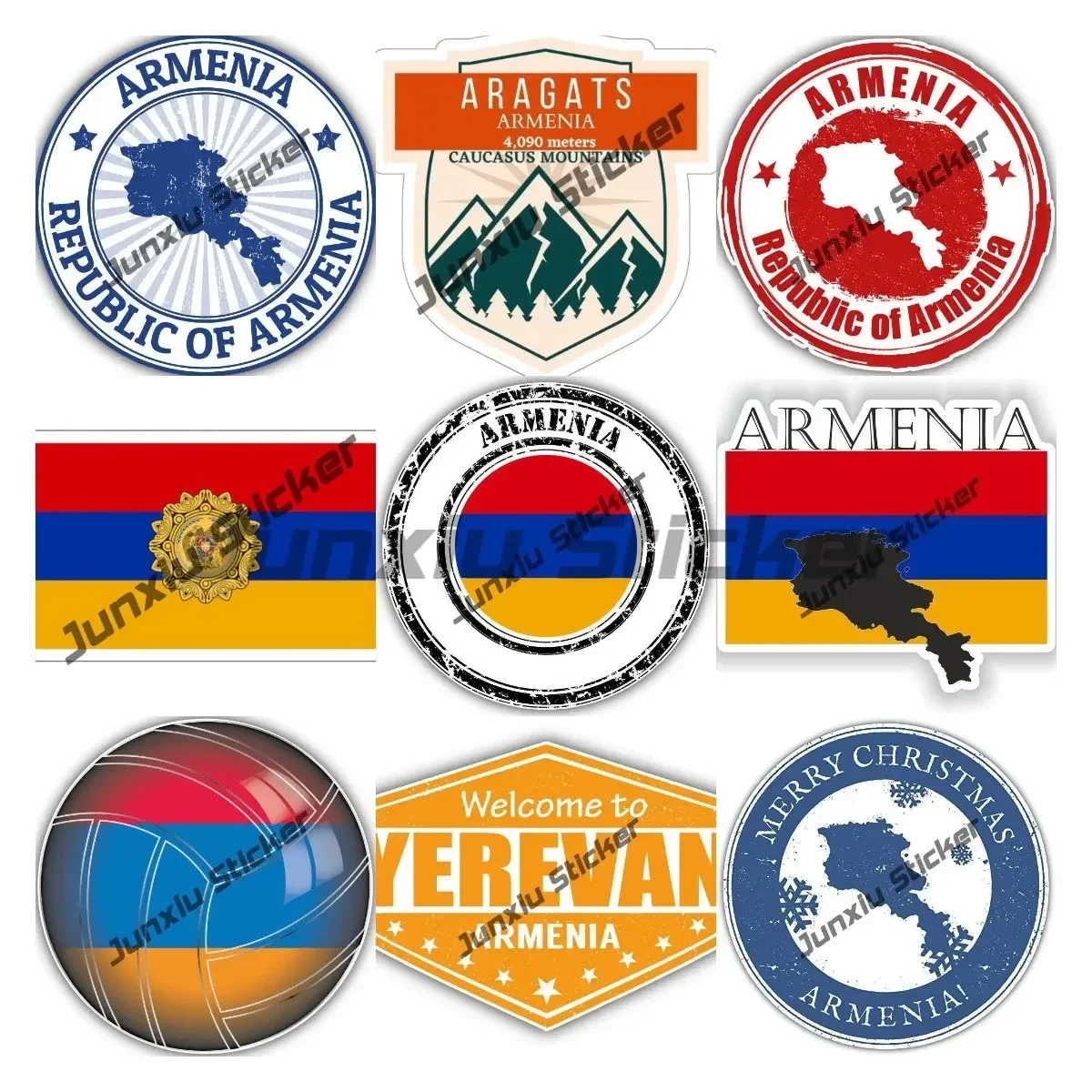 

Armenian Stickers Armenia Outline Round Flag Seal Decals Funny Cover Scratch Waterproof Decal Accessories Sunscreen Decor